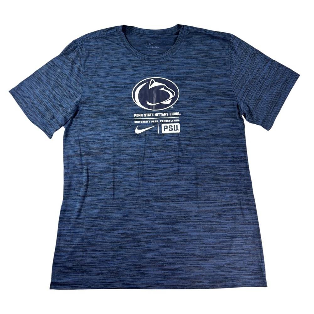 Nike Dri Fit Tee Shirt Mens Large Navy Blue Space Dye Penn State Nittany Lions